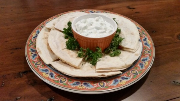 Greek Quesadillas with Tzatziki Sauce