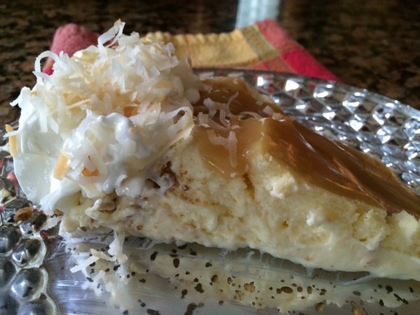 Coconut Cheesecake with Salted Caramel Sauce