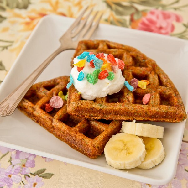 Fruity Pebbles Banana Belgian Waffles