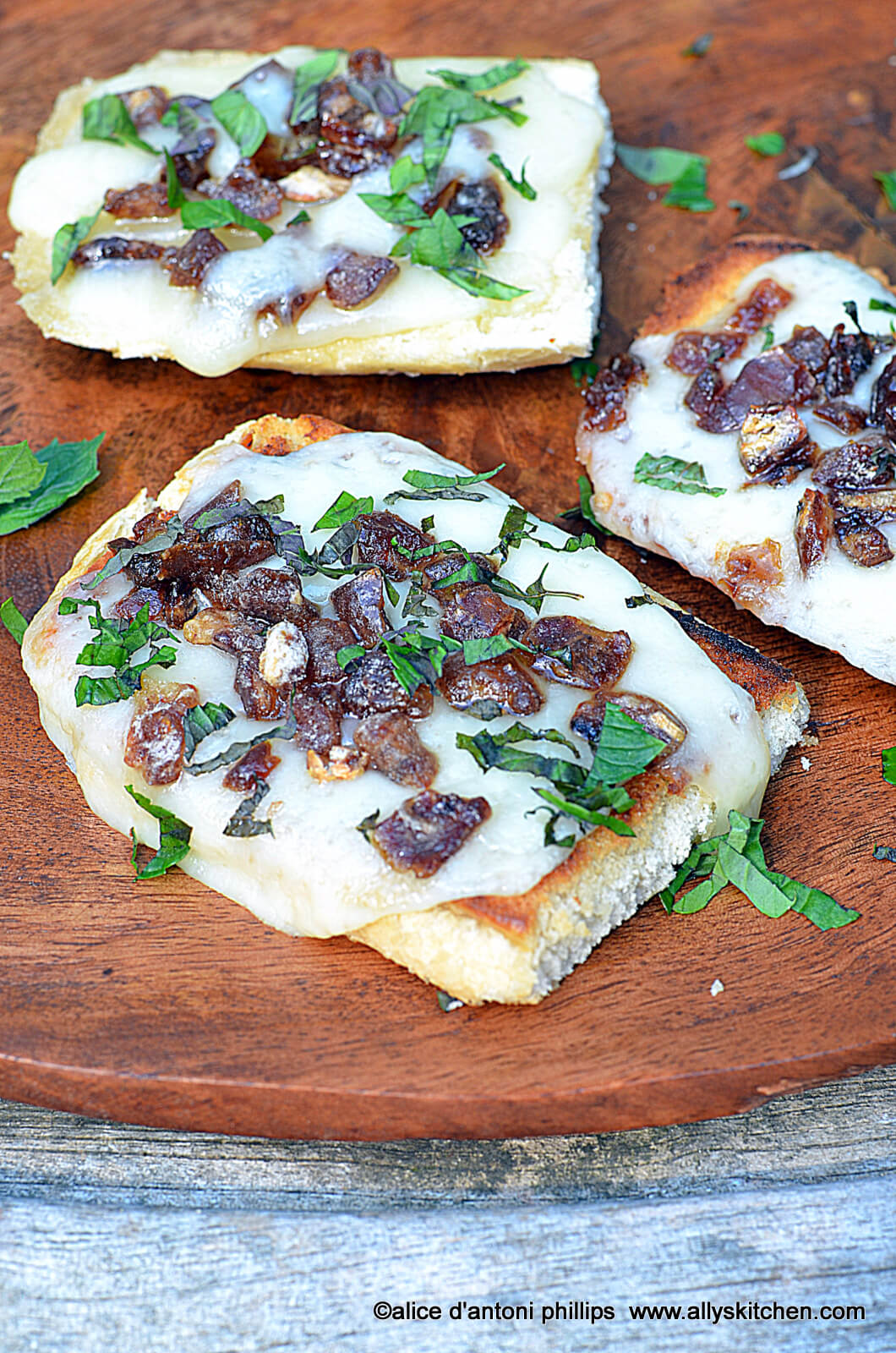 Asiago Cheese, Date and Mint Toasts