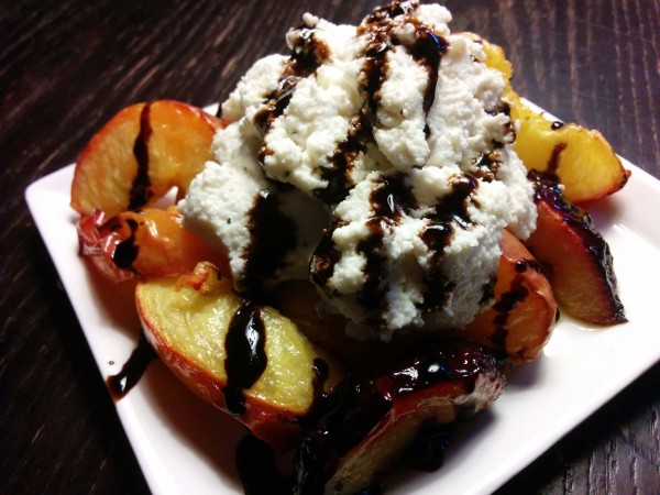 Grilled Stone Fruit with Ricotta and Balsamic Fig Glaze