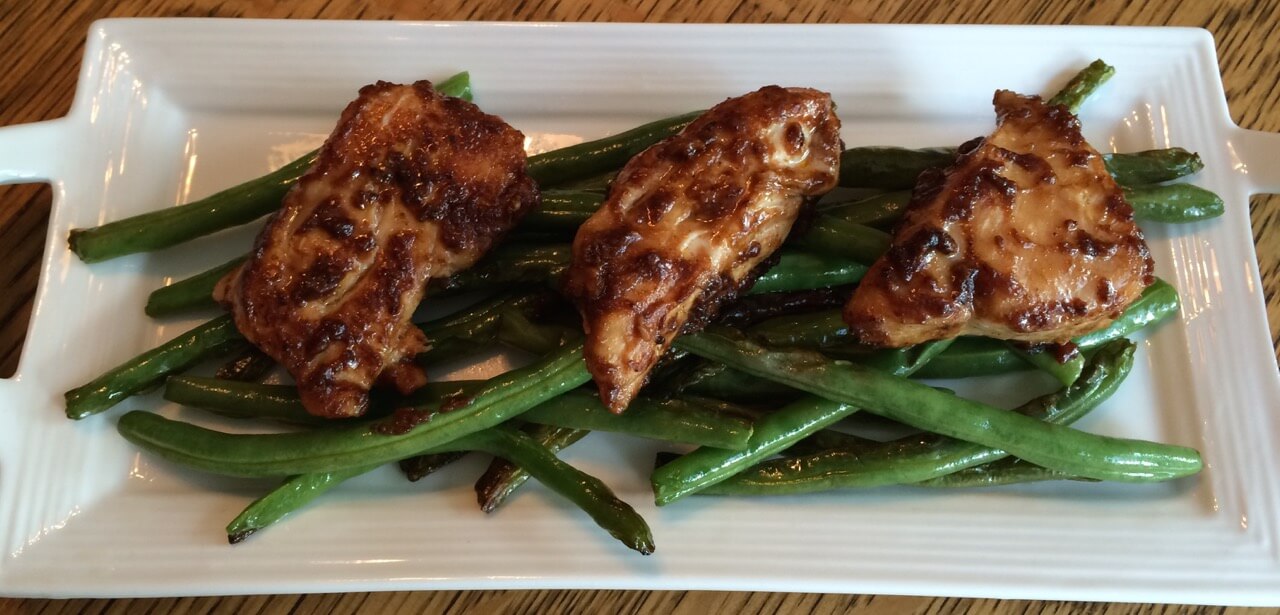 Grilled Honey Balsamic Chicken over Grilled Green Beans