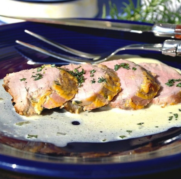 Dijon Mustard Pork Tenderloin with Tarragon Wine Sauce Cooking