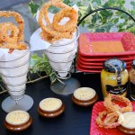 Crispy Fried Pickled Onions with Double Mustard Dip