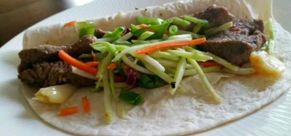 Bulgogi Soft Tacos with Tangy Broccoli Cole Slaw