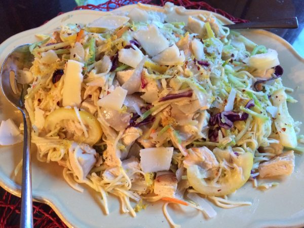 Lemon Butter Broccoli Slaw Chicken and Angel Hair Pasta