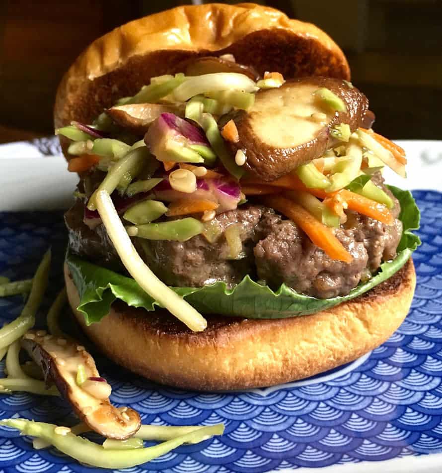 Stir-Fry Shiitake and Broccoli Slaw Burgers