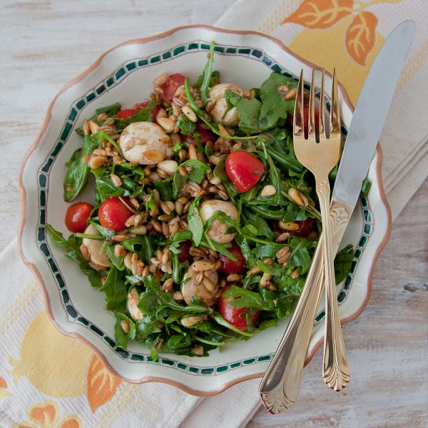 Italian Caprese Salad with Lemon-Pine Nut Farro