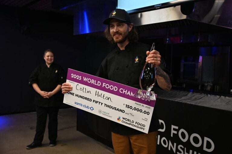 A world food championships winner with a check for $150,000.